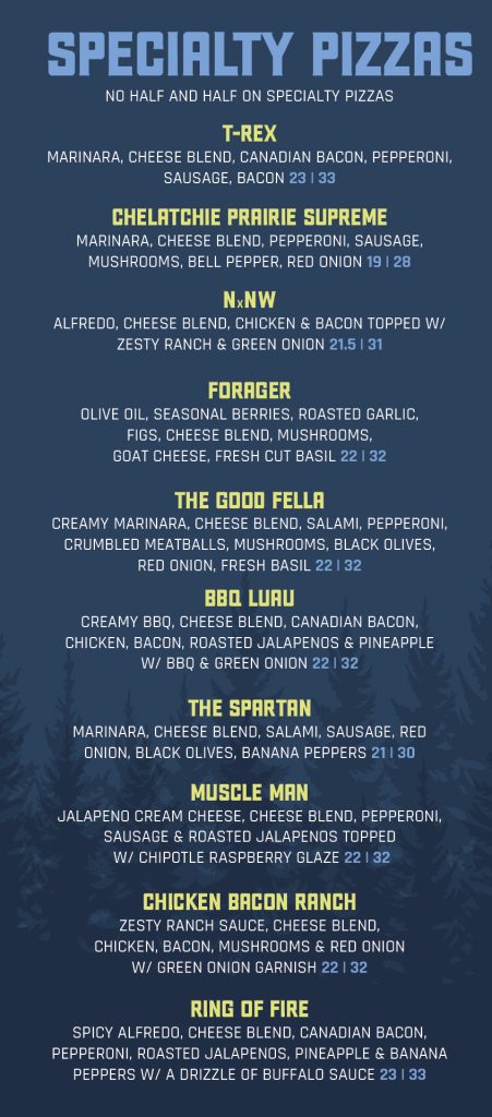 PNW Pizza Co. menu, page 4
