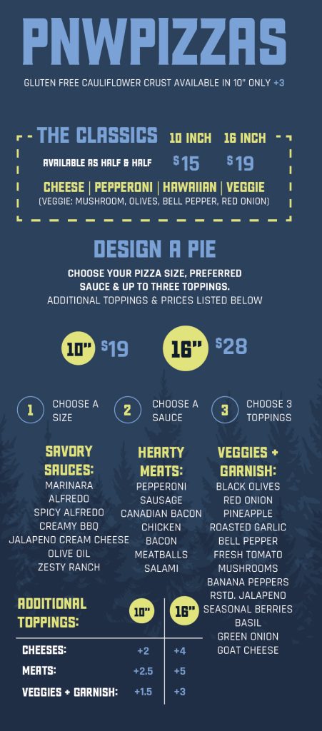 PNW Pizza Co. menu, page 5